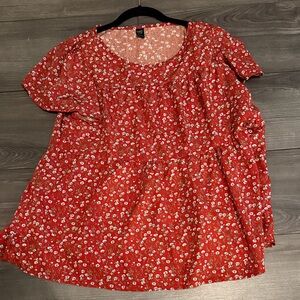 Elegant Red Floral Blouse
